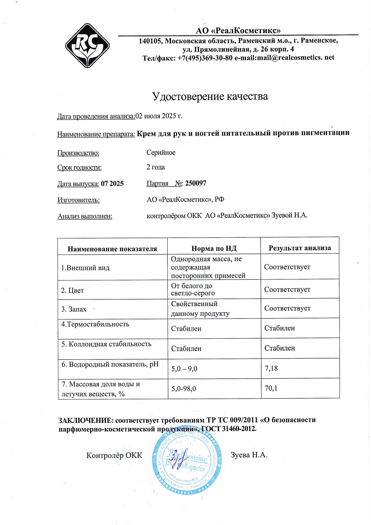 Паспорт №250097